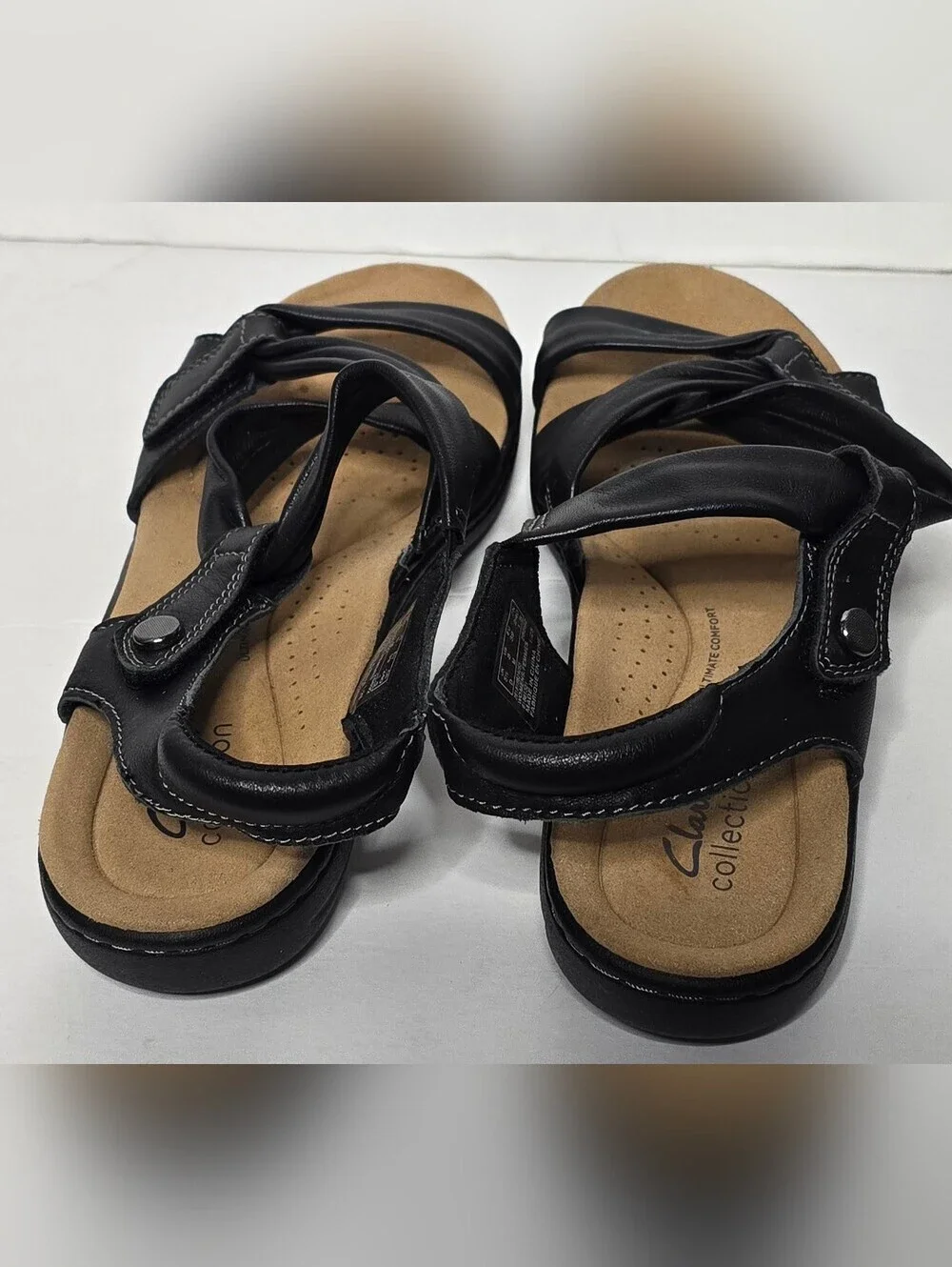 Clarks Collection Women's Slingback Sandals Black Leather US Sz 8